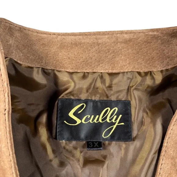 VTG Scully Mens 3X HTF Brown Suede Leather Western Cowboy Snap Front Vest 2290 - Picture 5 of 10